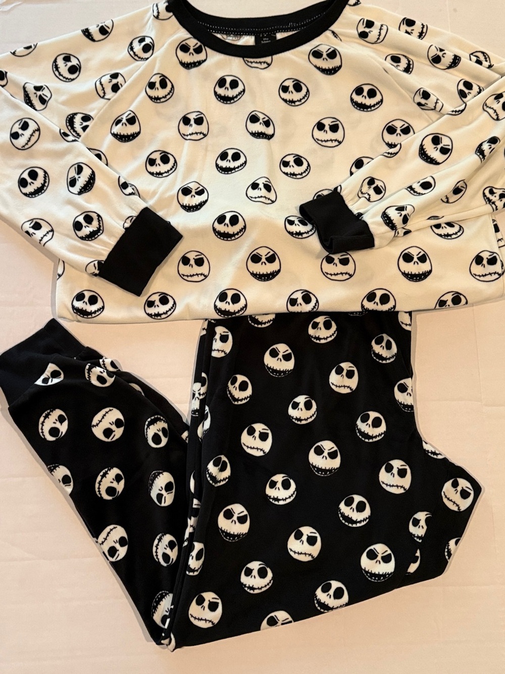 Disney Black & White Jack Skellington Pajama Set Long Sleeve & Joggers